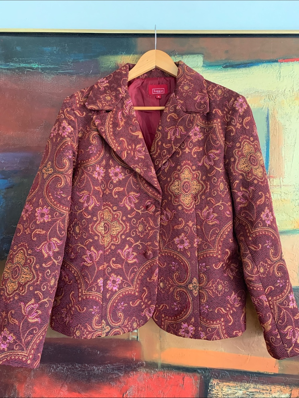 Vintage Y2K Haggar Tapestry Blazer Jacket, Size 16